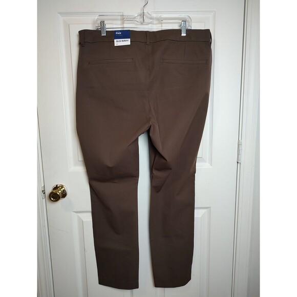New Old Navy Size 18 High Rise Pixie Full Length Split Hem Pants Brown Trousers - Picture 6 of 8